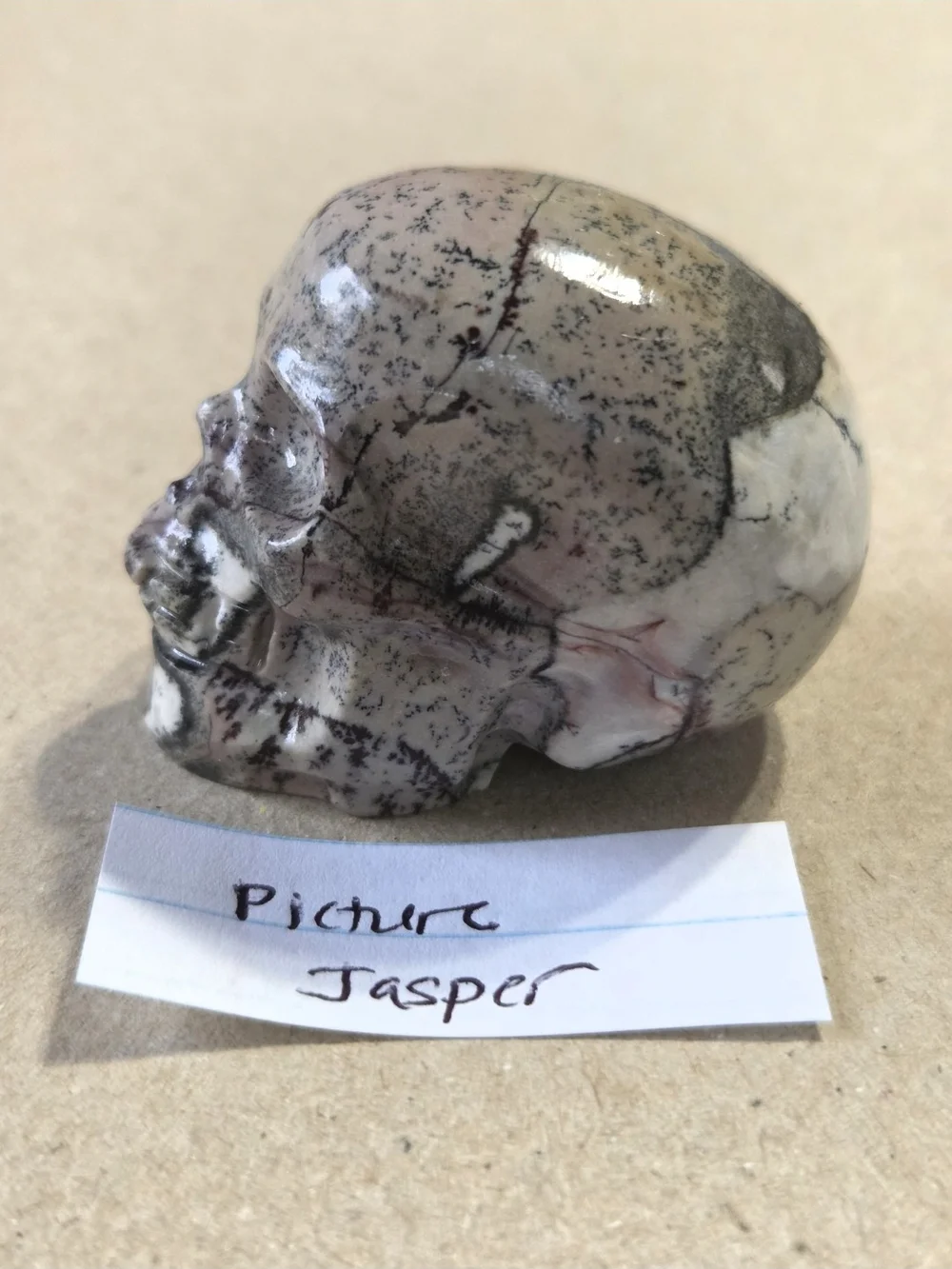 Detailed Picture Jasper Crystal Carved Skull Stone Sculpture Decor
